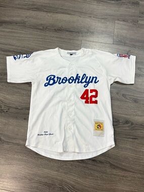 Brooklyn 42 Baseball Jersey - White/Blue/Red